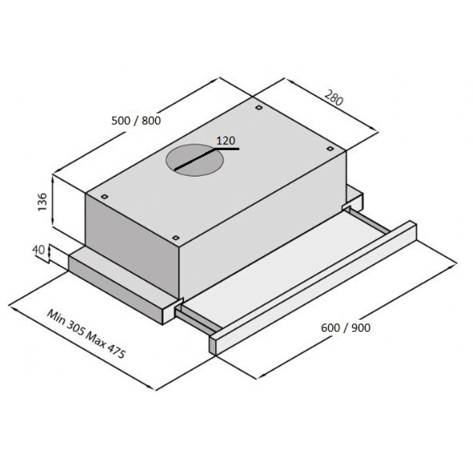 Hota incorporabila Fabiano Slim 60 Lux White Glass — изображение 2