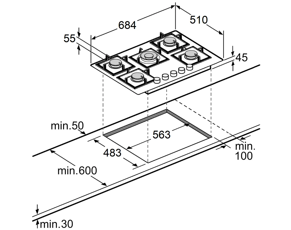 Aragaz Fabiano FHG 8255 VGHT Black Glass — изображение 2